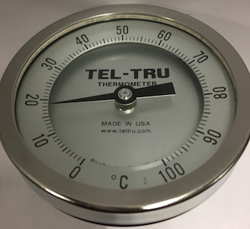 Tel-Tru BQ300 Barbecue Thermometer 3 inch Black Dial with Zones 4 inch Stem 100/500 Degrees F